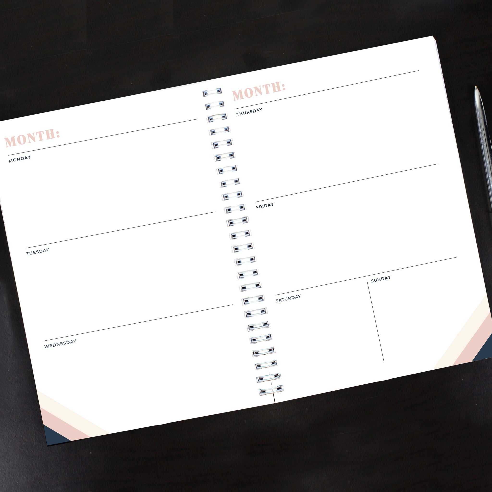 Personalised Free Text Navy & Blush A5 Diary: 3 - Diaries By Gift Moments