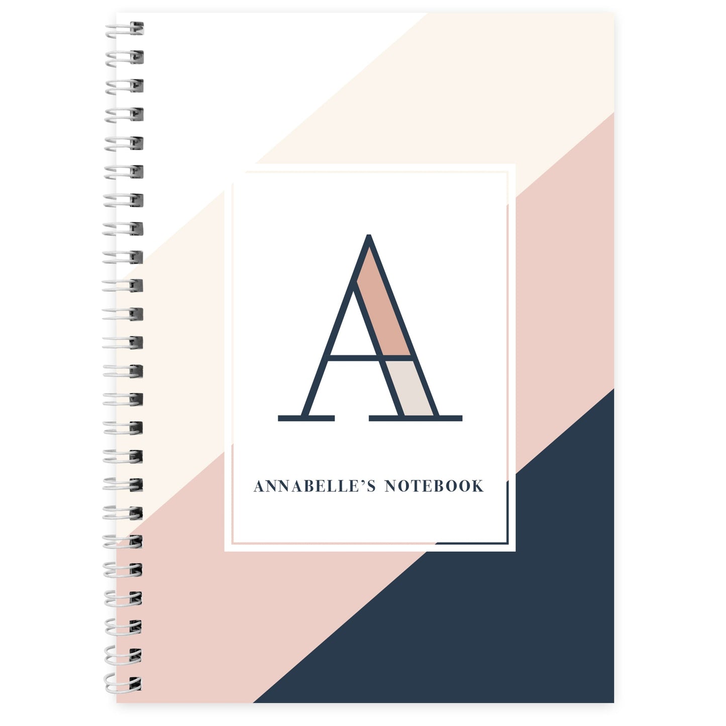 Personalised Free Text Navy & Blush A5 Notebook: 2 - Notebooks By Gift Moments