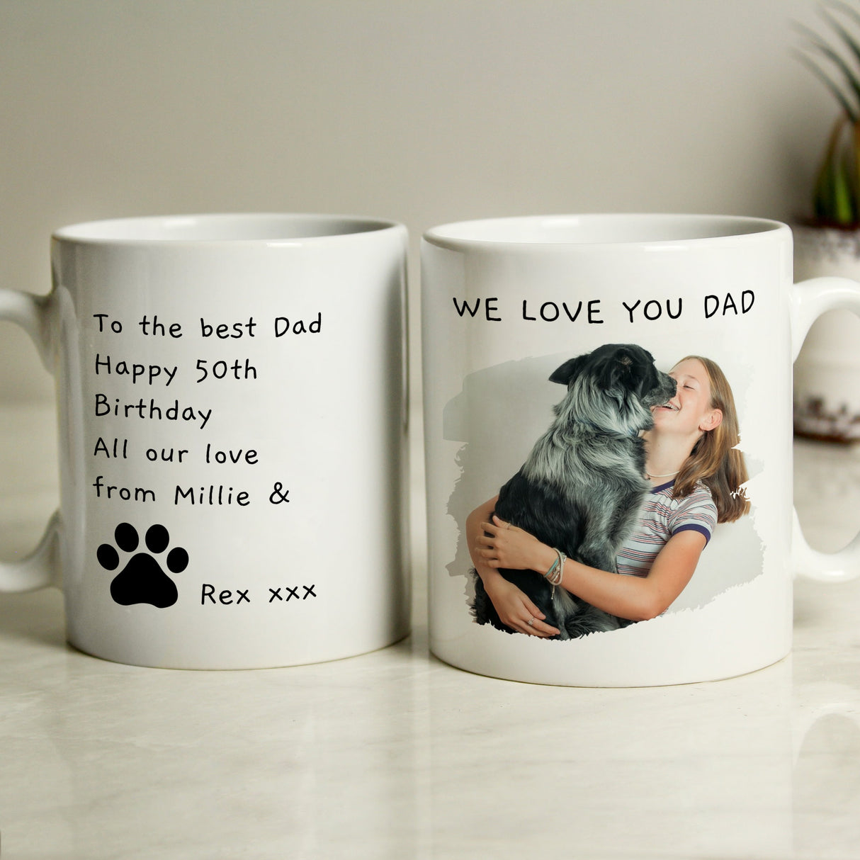 Personalised Free Text Pet Photo Upload Mug: 2 Mugs By Gift Moments