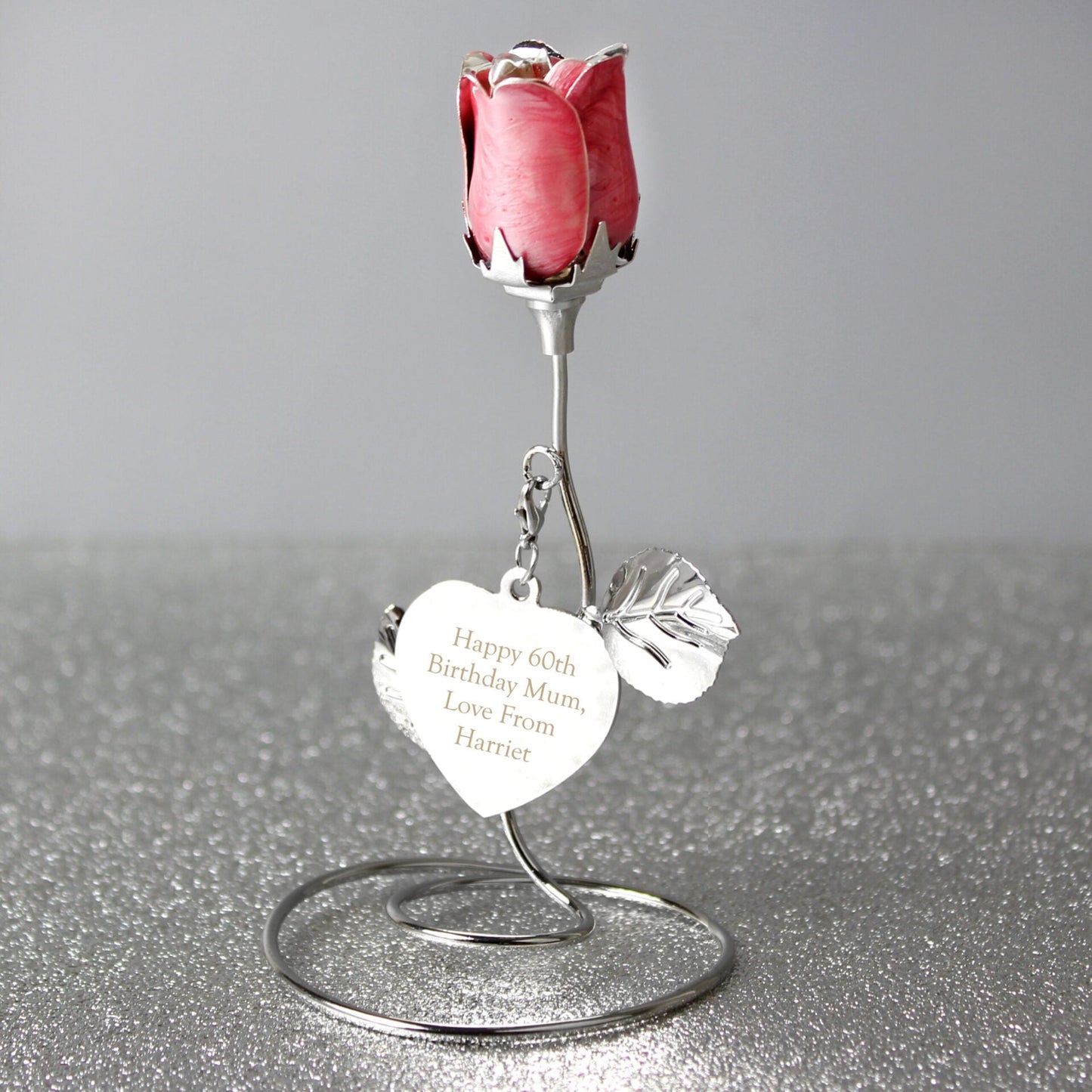 Personalised Free Text Pink Rose Bud Ornament: 3 - Keepsakes By Gift Moments
