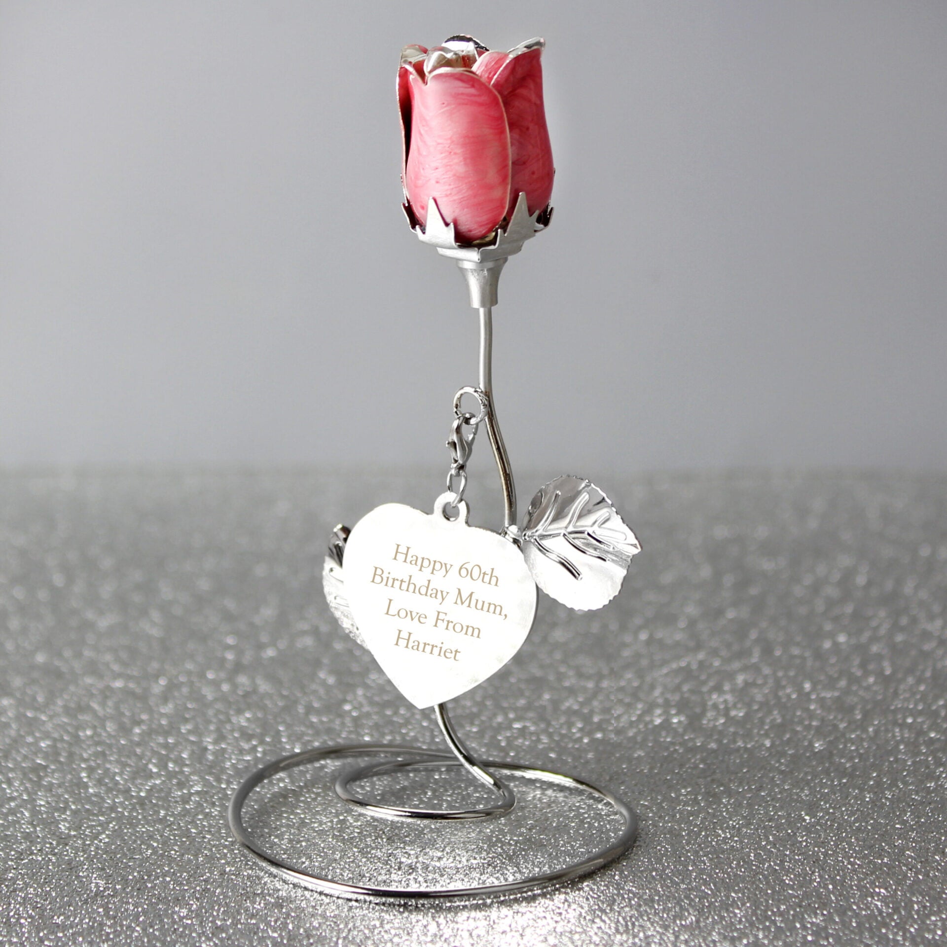 Personalised Free Text Pink Rose Bud Ornament: 3 - Keepsakes By Gift Moments