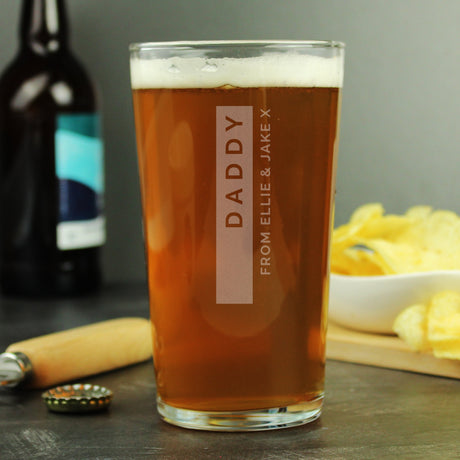 Personalised Free Text Pint Glass: 2 - Beer Glasses By Gift Moments