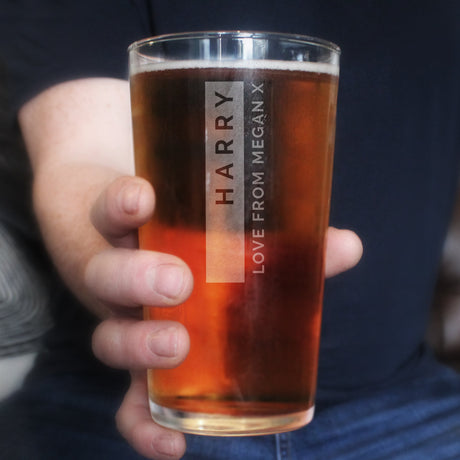 Personalised Free Text Pint Glass: 4 - Beer Glasses By Gift Moments