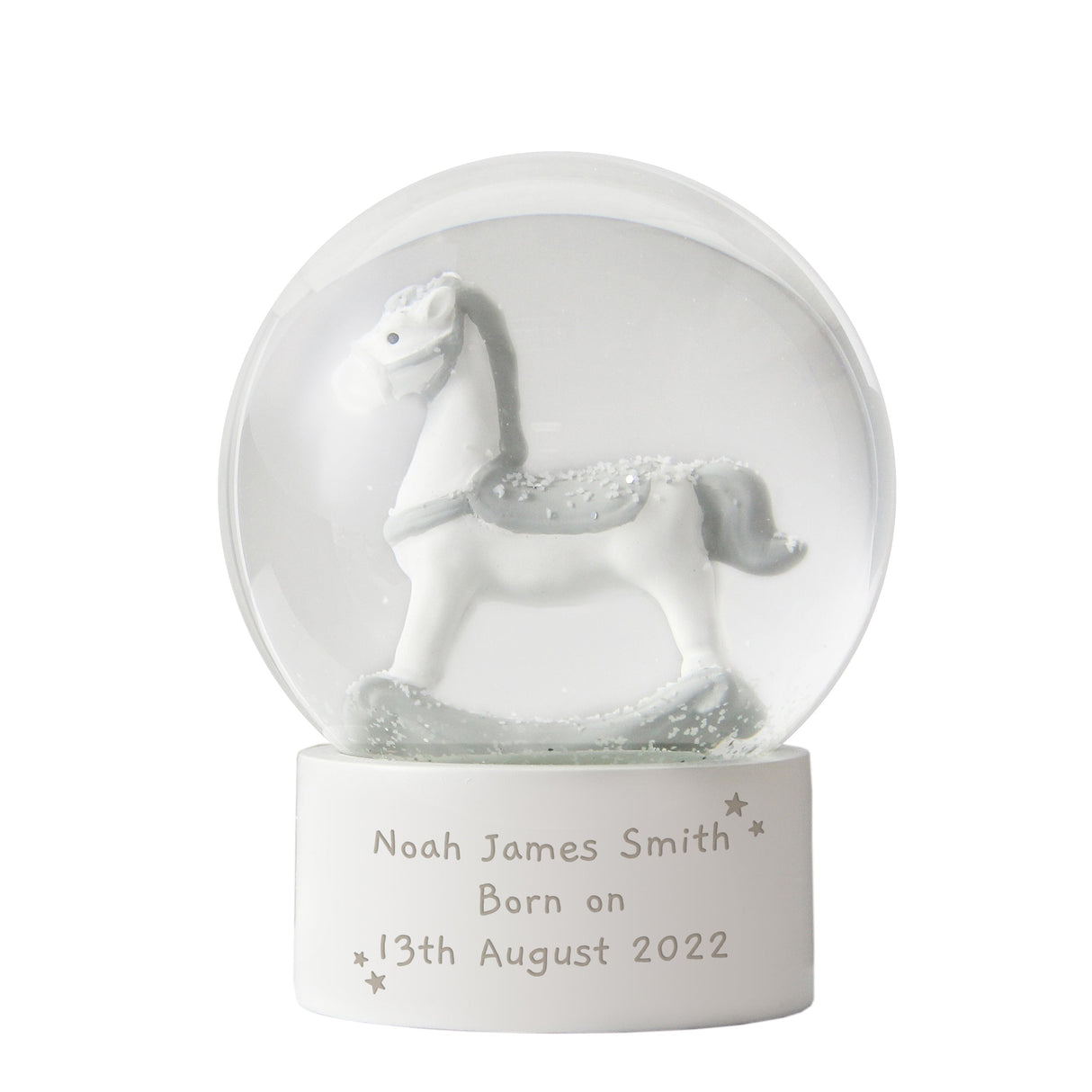 Personalised Free Text Rocking Horse Glitter Snow Globe: 5 Snow Globes By Gift Moments
