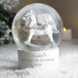 Personalised Free Text Rocking Horse Glitter Snow Globe: 3 Snow Globes By Gift Moments