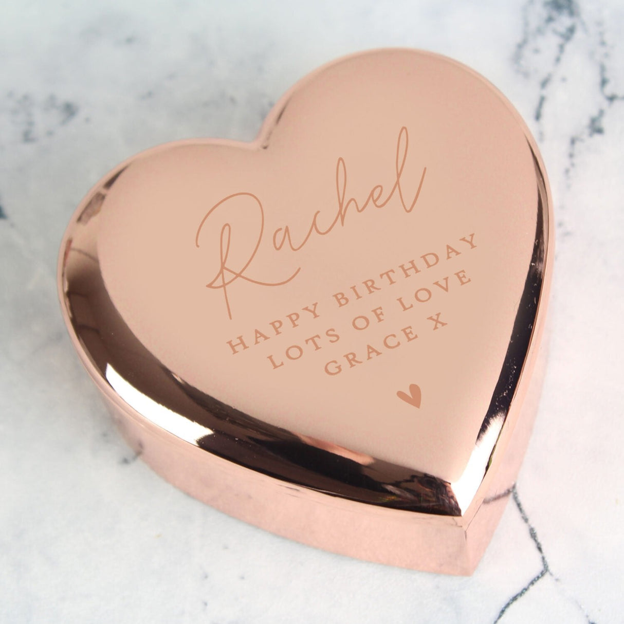 Personalised Free Text Rose Gold Heart Trinket Box: 4 - Trinket Boxes By Gift Moments