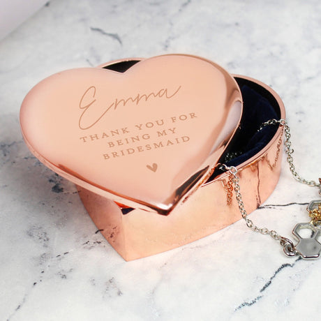 Personalised Free Text Rose Gold Heart Trinket Box: 1 - Trinket Boxes By Gift Moments