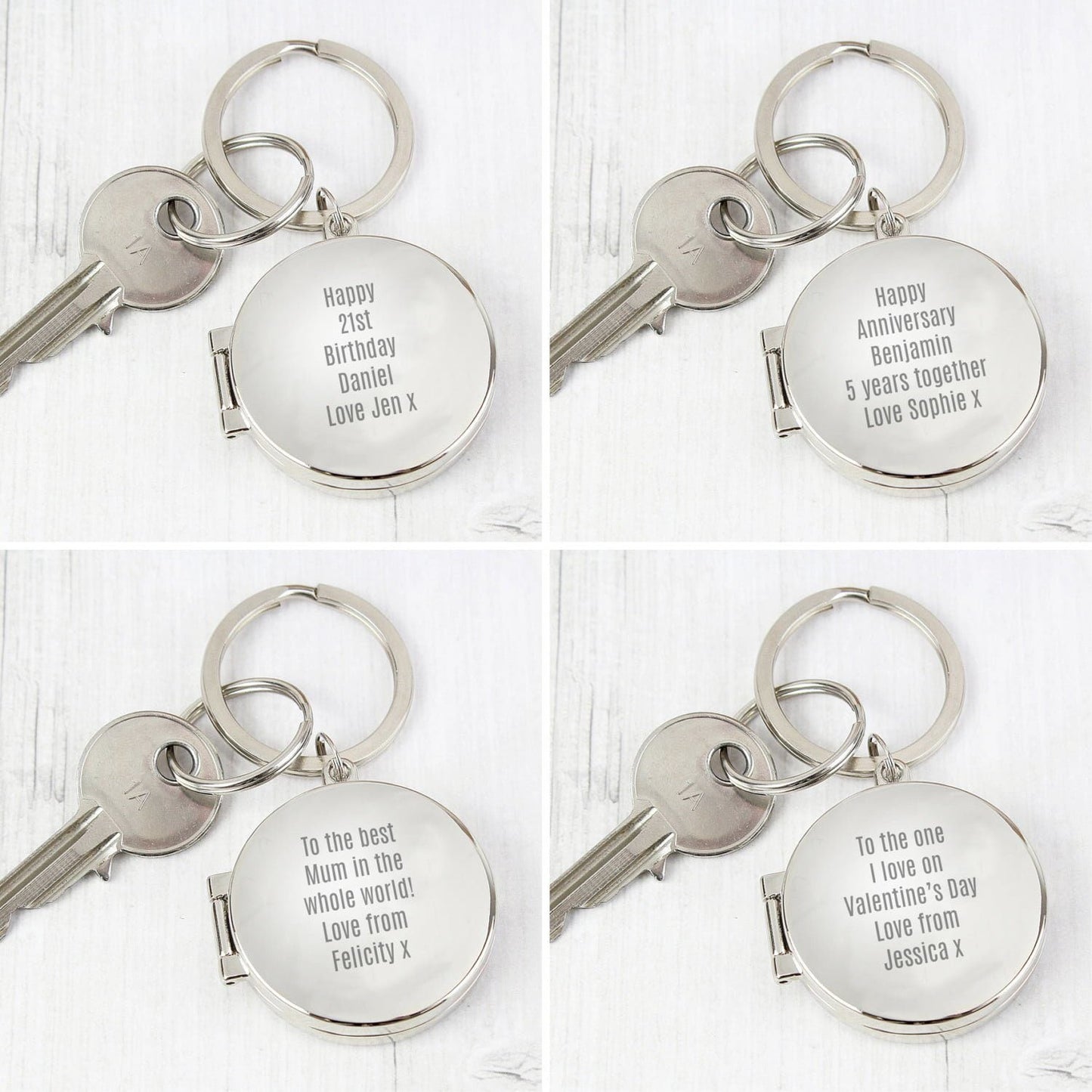 Personalised Free Text Round Photo keyring: 4 - Keyrings By Gift Moments