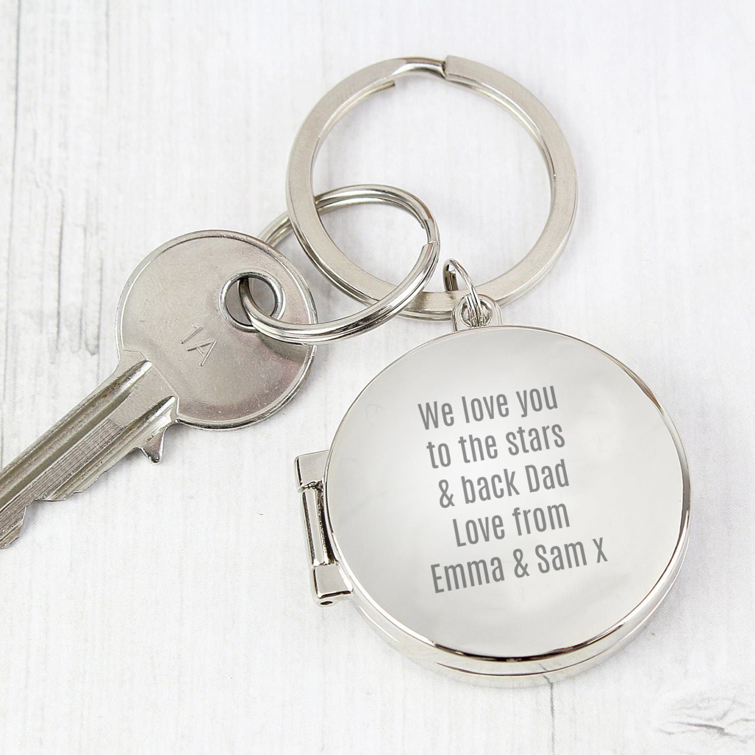 Personalised Free Text Round Photo keyring: 2 - Keyrings By Gift Moments
