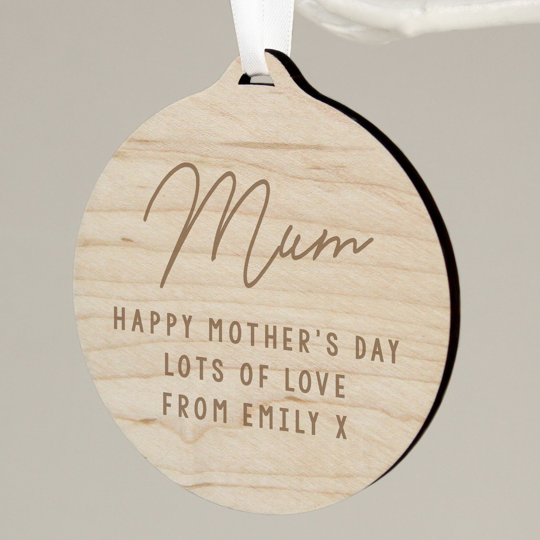 Personalised Free Text Round Wooden Decoration: 1 - Decorations By Gift Moments