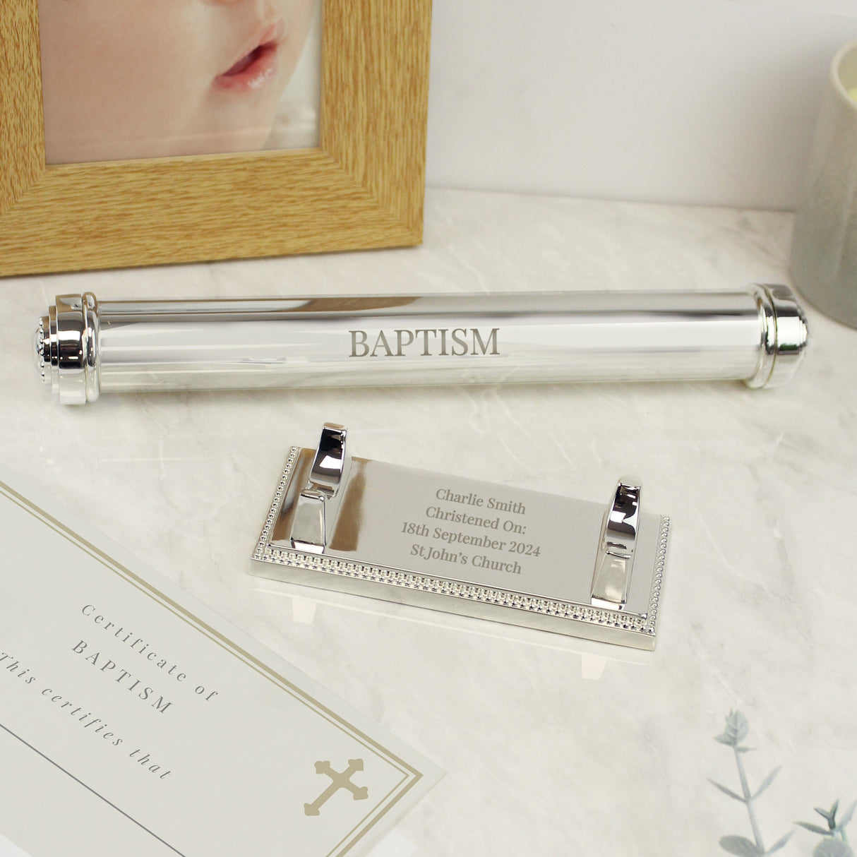Personalised Free Text Silver Plated Certificate Holder: 3 - Certificate Holders By Gift Moments