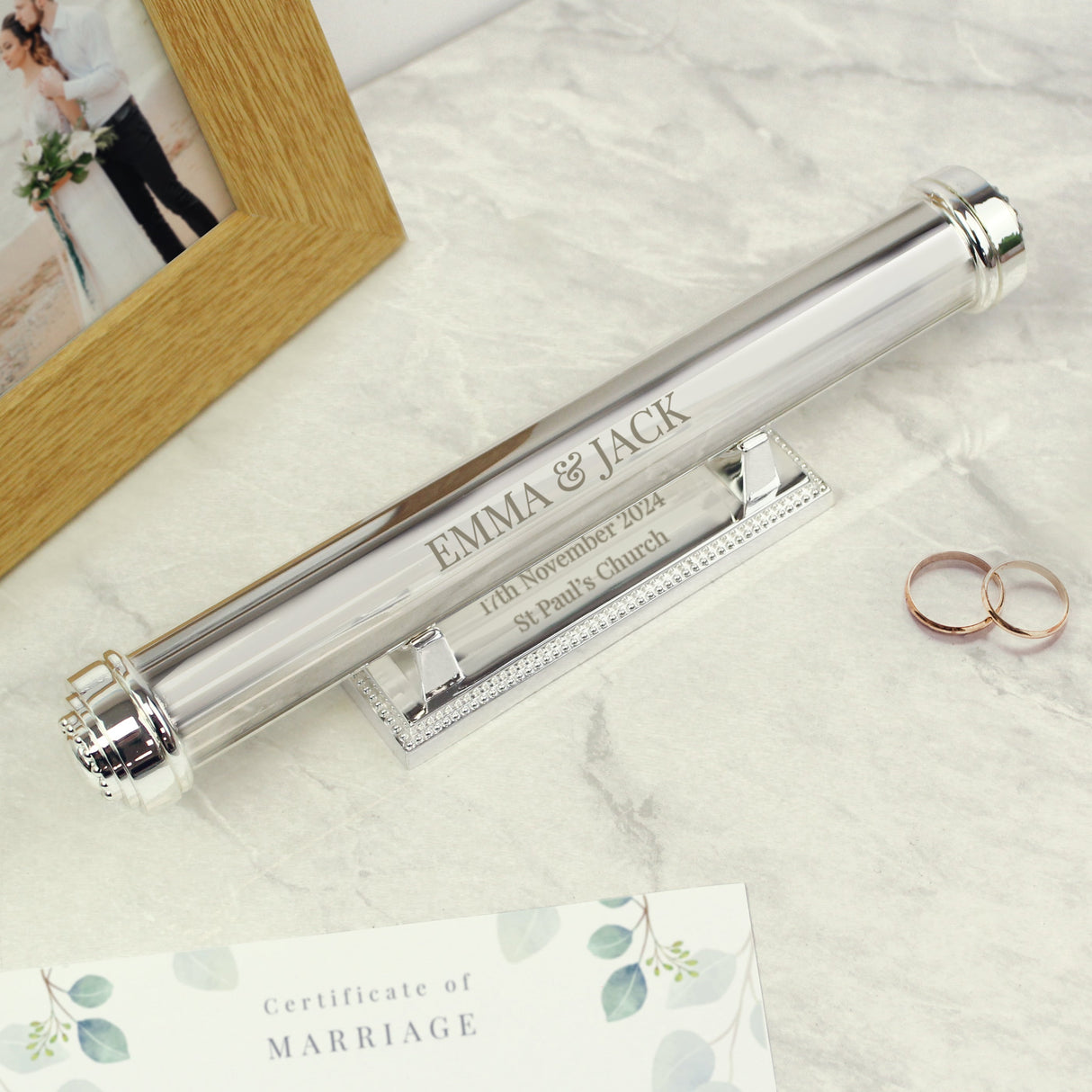 Personalised Free Text Silver Plated Certificate Holder: 7 - Certificate Holders By Gift Moments