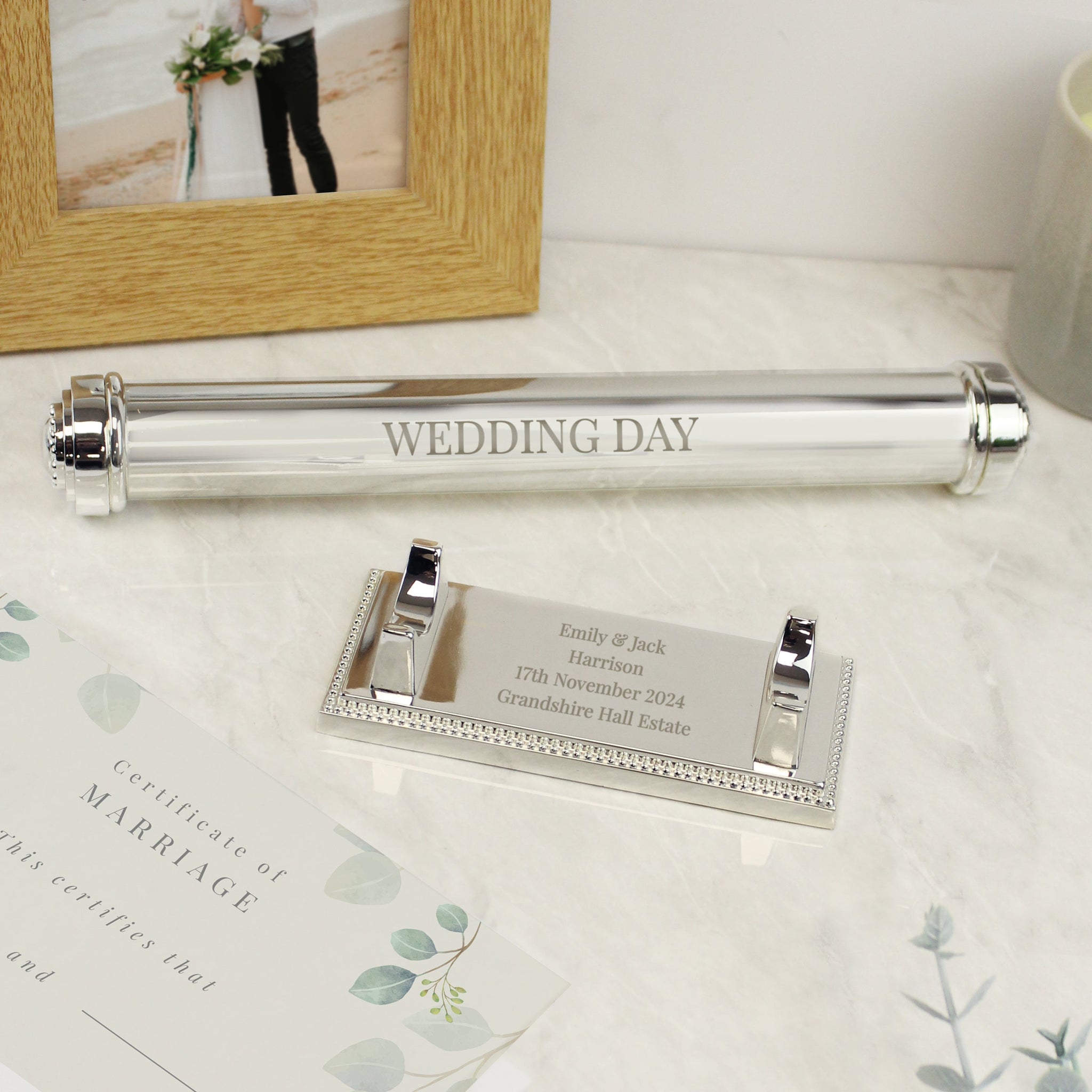 Personalised Free Text Silver Plated Certificate Holder: 5 - Certificate Holders By Gift Moments