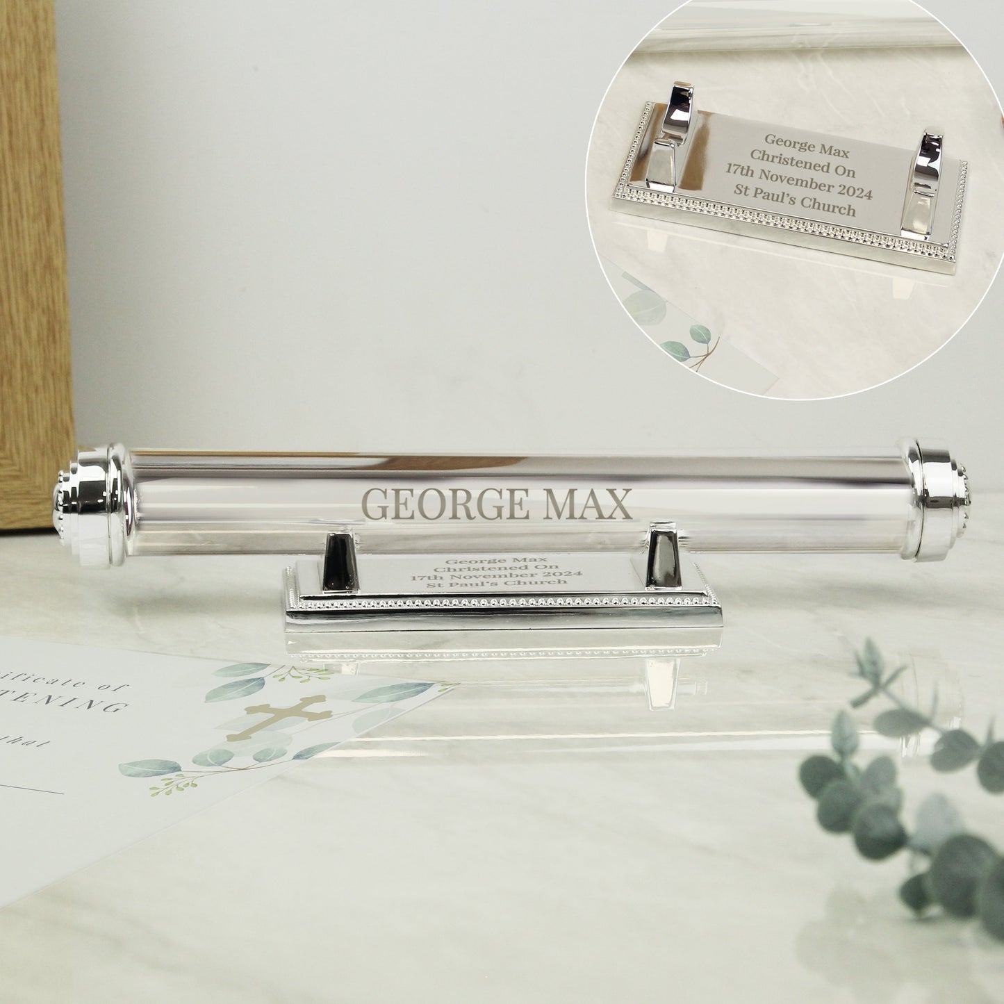 Personalised Free Text Silver Plated Certificate Holder: 10 - Certificate Holders By Gift Moments