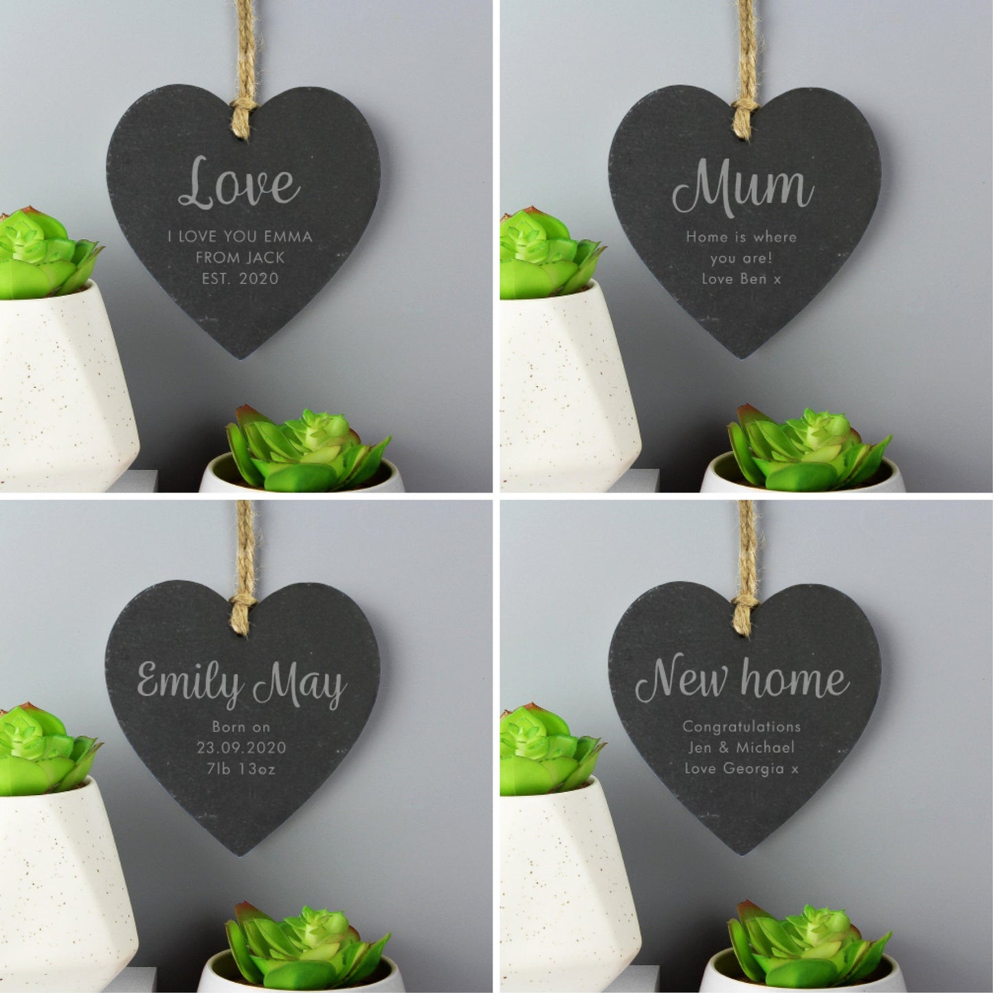 Personalised Free Text Slate Heart Decoration: 5 - Decorations By Gift Moments