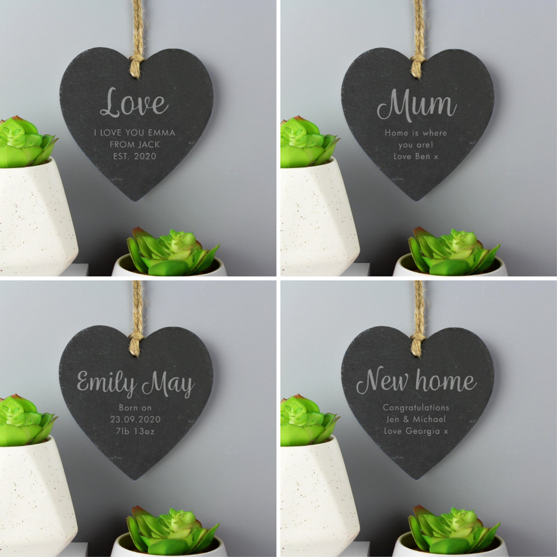 Personalised Free Text Slate Heart Decoration: 5 - Decorations By Gift Moments