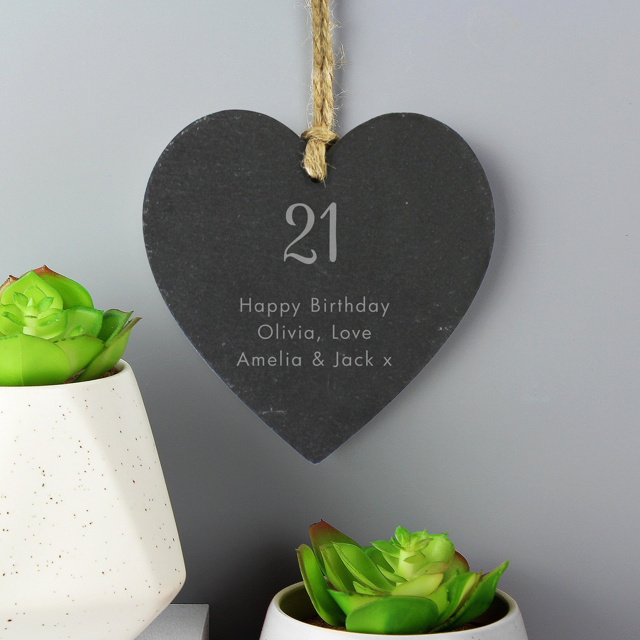 Personalised Free Text Slate Heart Decoration: 2 - Decorations By Gift Moments
