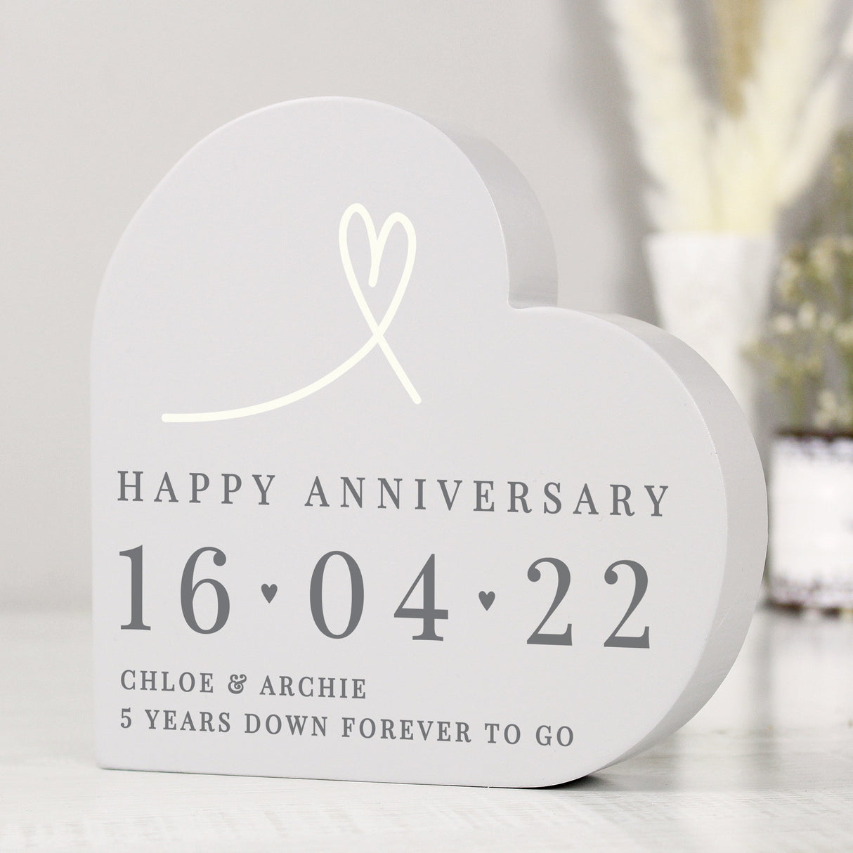 Personalised Free Text Free Standing Heart Ornament: 5 - Ornaments By Gift Moments