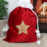 Personalised Free Text Star Luxury Pom Pom Red Sack: 3 - Christmas Sacks By Gift Moments