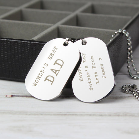 Personalised Free Text Steel Double Dog Tag Necklace: 1 - Necklaces By Gift Moments