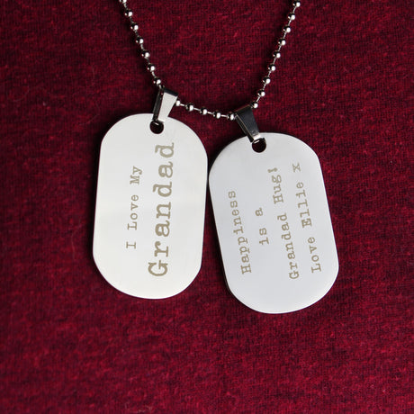 Personalised Free Text Steel Double Dog Tag Necklace: 2 - Necklaces By Gift Moments