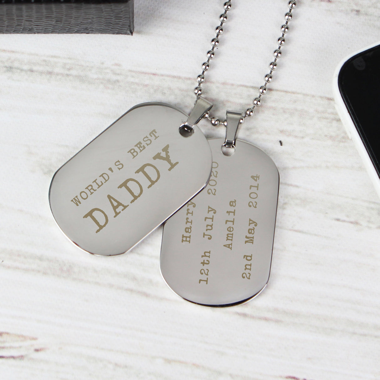 Personalised Free Text Steel Double Dog Tag Necklace: 3 - Necklaces By Gift Moments