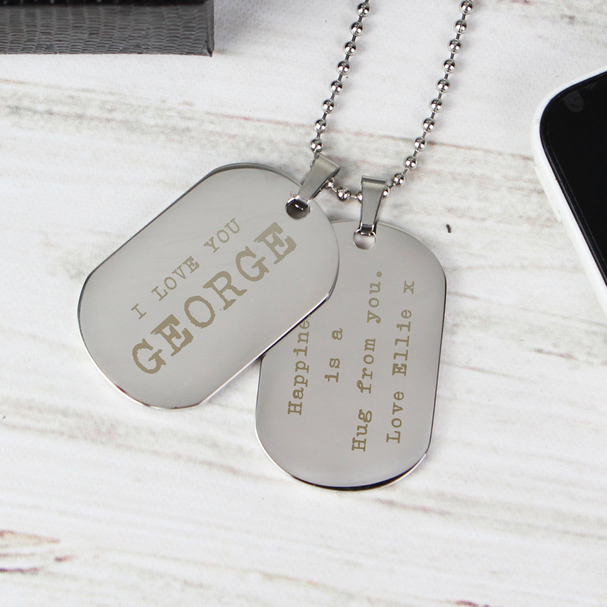 Personalised Free Text Steel Double Dog Tag Necklace: 6 - Necklaces By Gift Moments
