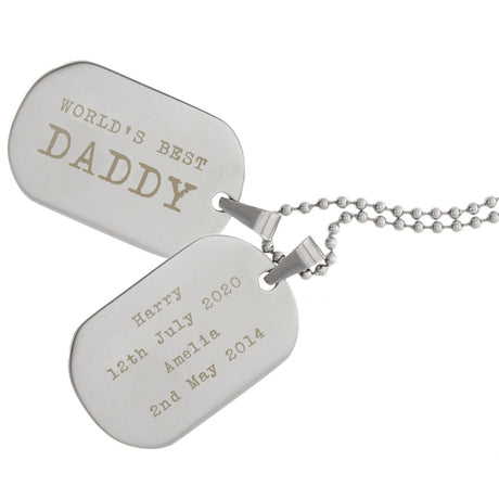 Personalised Free Text Steel Double Dog Tag Necklace: 4 - Necklaces By Gift Moments