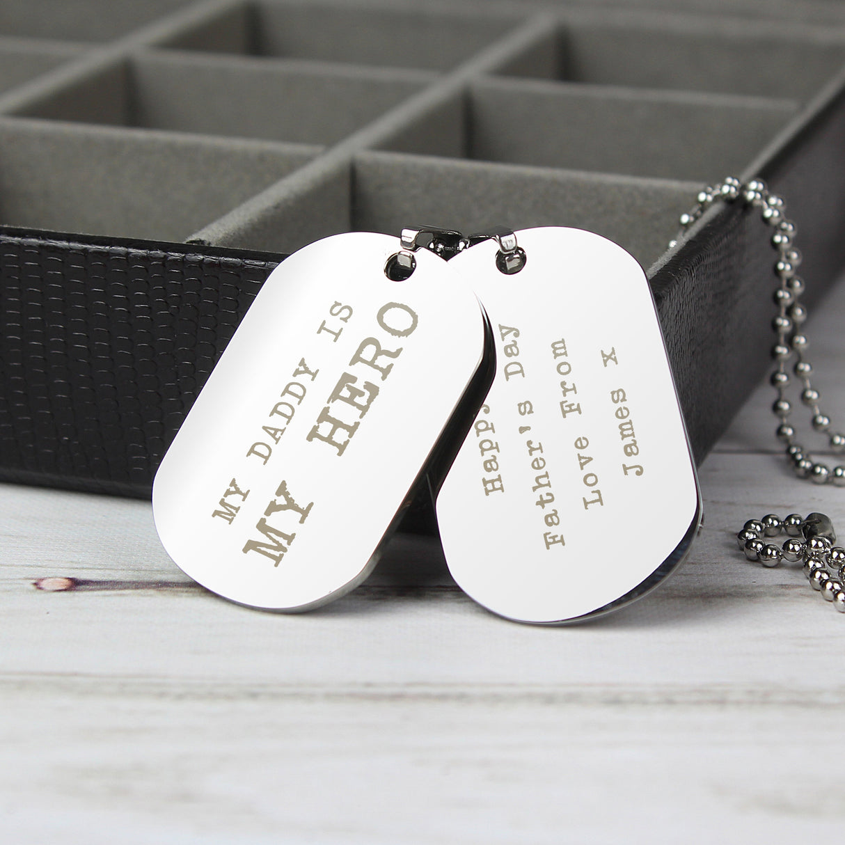 Personalised Free Text Steel Double Dog Tag Necklace: 7 - Necklaces By Gift Moments