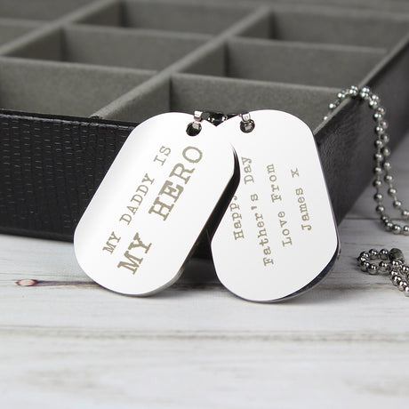 Personalised Free Text Steel Double Dog Tag Necklace: 7 - Necklaces By Gift Moments
