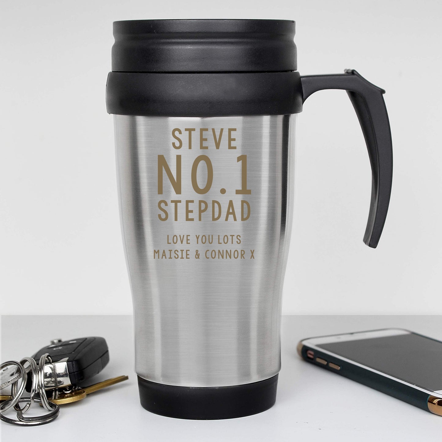 Personalised Free Text Travel Mug: 3 - Travel Mugs By Gift Moments