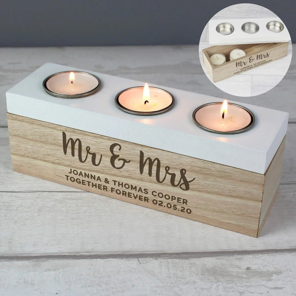 Personalised Free Text Triple Tealight Box - Shop Candle Holders At Gift Moments - 1