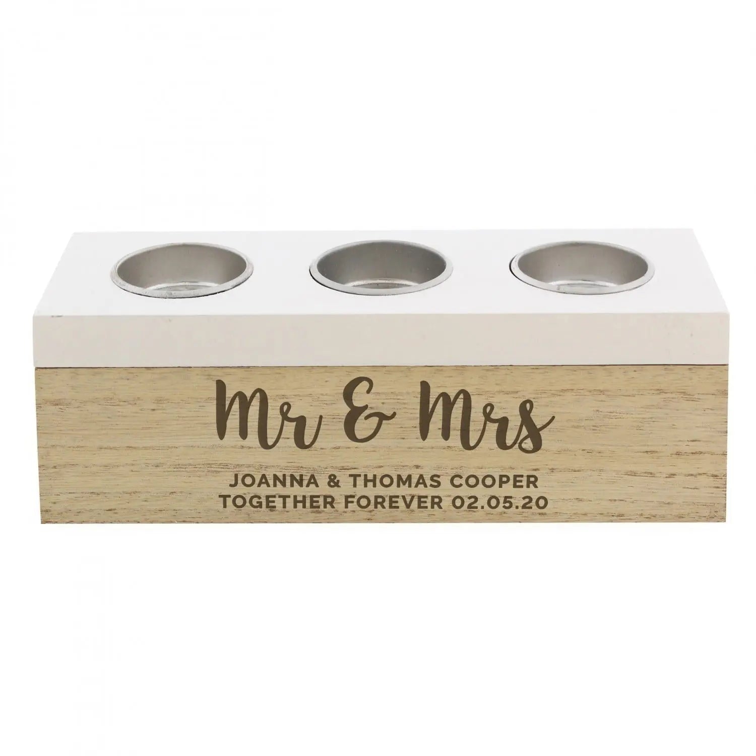 Personalised Free Text Triple Tea Light Box: 5 - Candle Holders By Gift Moments