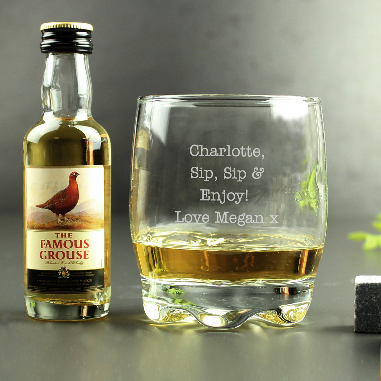 Personalised Free Text Tumbler and Whiskey Miniature Set: 5 - Alcohol Sets By Gift Moments