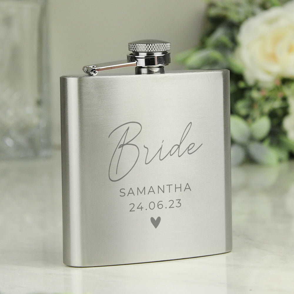 Personalised Free Text Wedding Party Hip Flask: 6 - Hip Flasks By Gift Moments