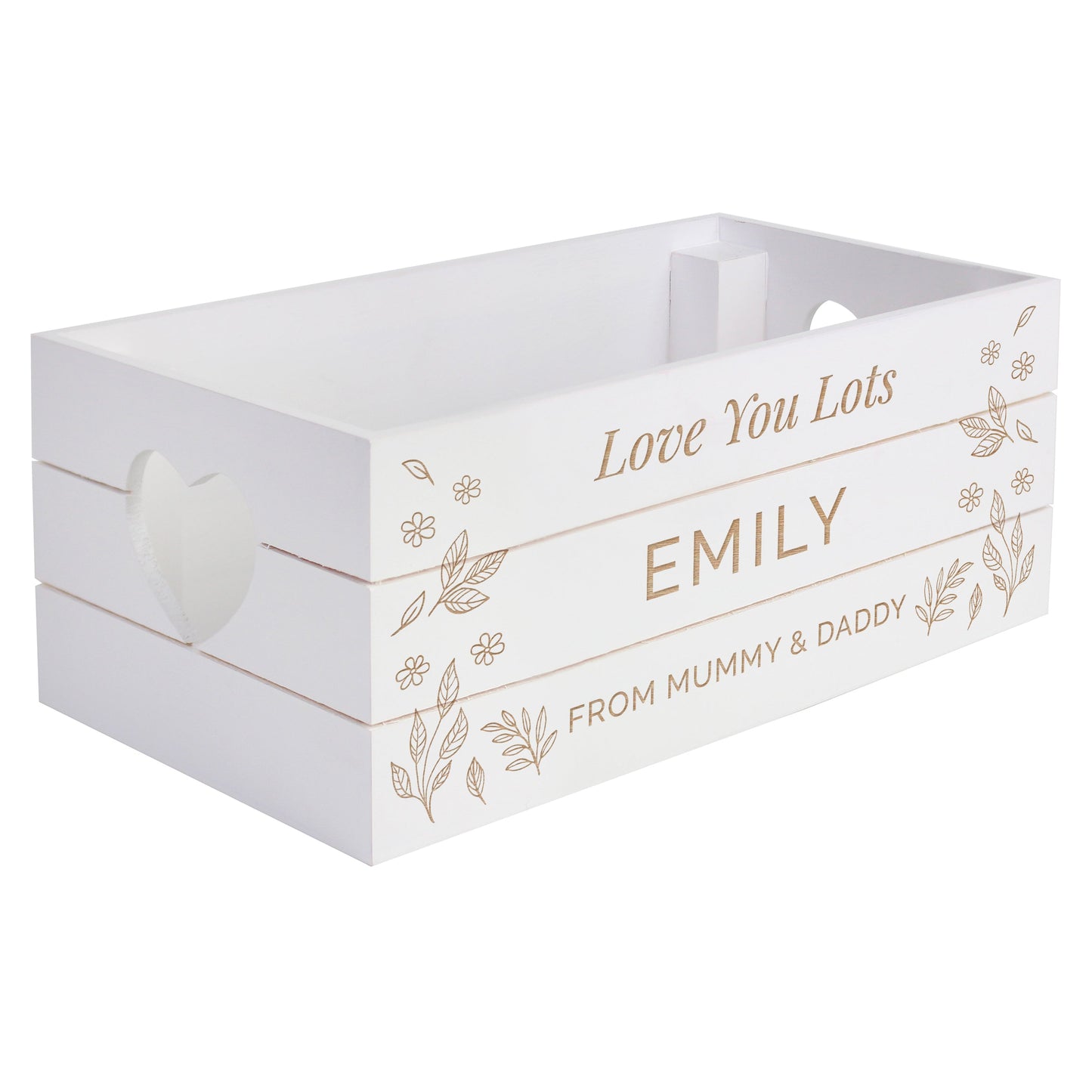 Personalised Free Text White Wooden Crate: 5 - Storage By Gift Moments