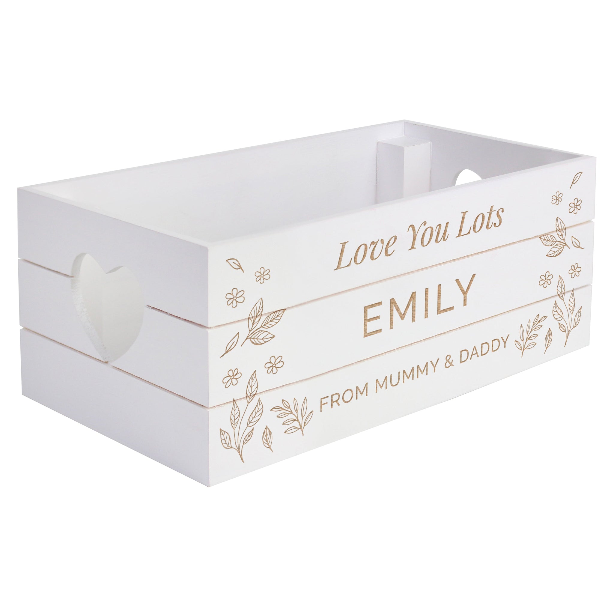 Personalised Free Text White Wooden Crate: 5 - Storage By Gift Moments