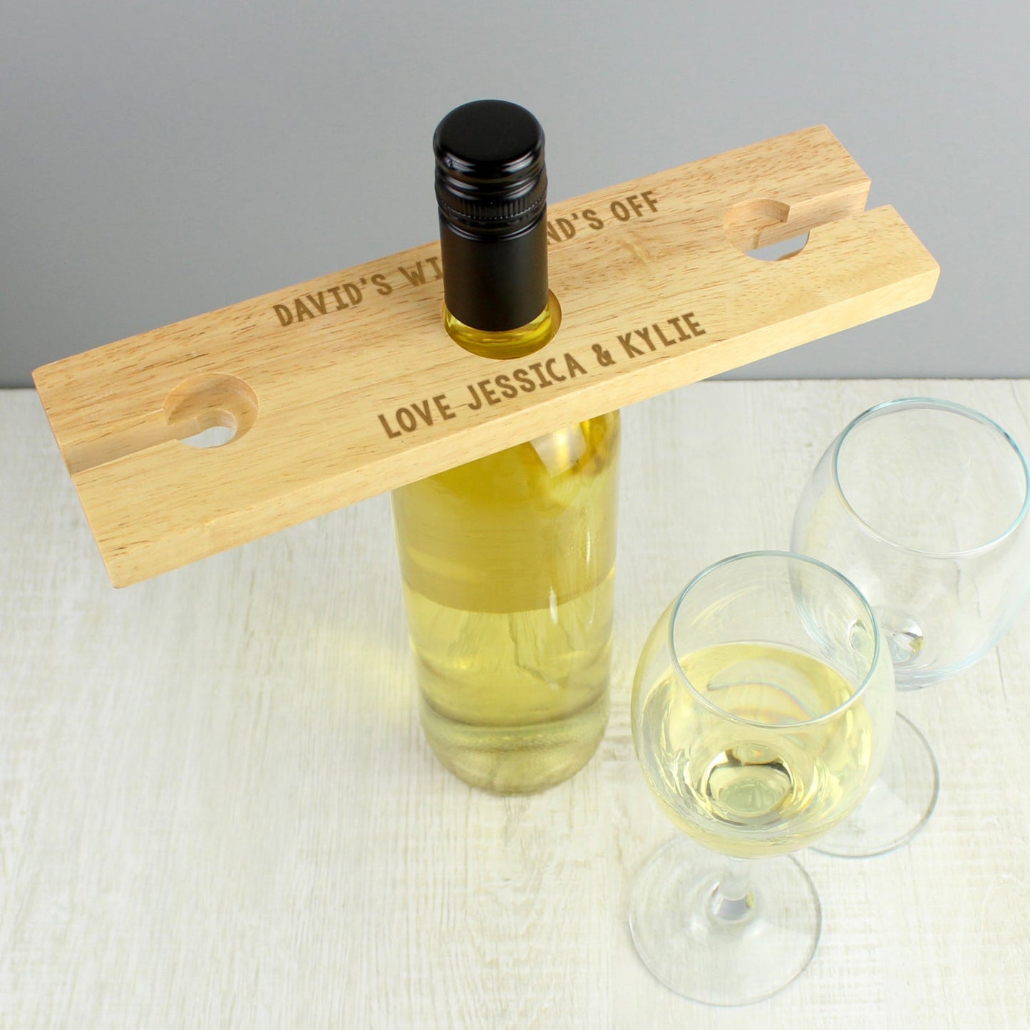 Personalised Free Text Wine Glass & Bottle Holder: 2 - Barware By Gift Moments