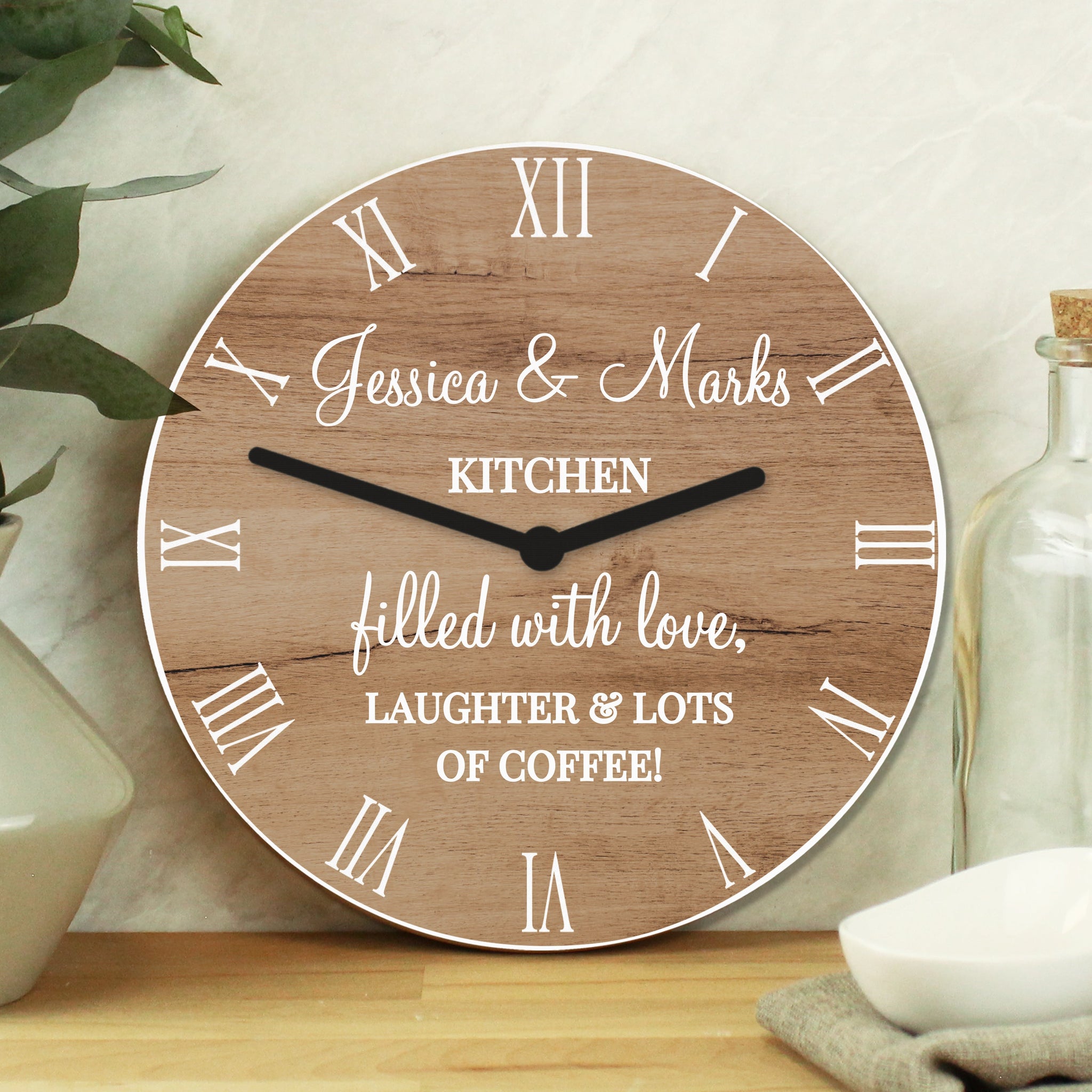 Personalised Free Text Wood Effect Clock: 3 - Clocks By Gift Moments