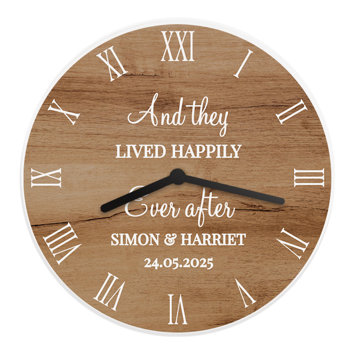 Personalised Free Text Wood Effect Clock: 5 - Clocks By Gift Moments