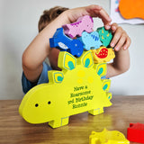 Personalised Free Text Wooden Dinosaur Stacker Toy: 6 - Toys By Gift Moments
