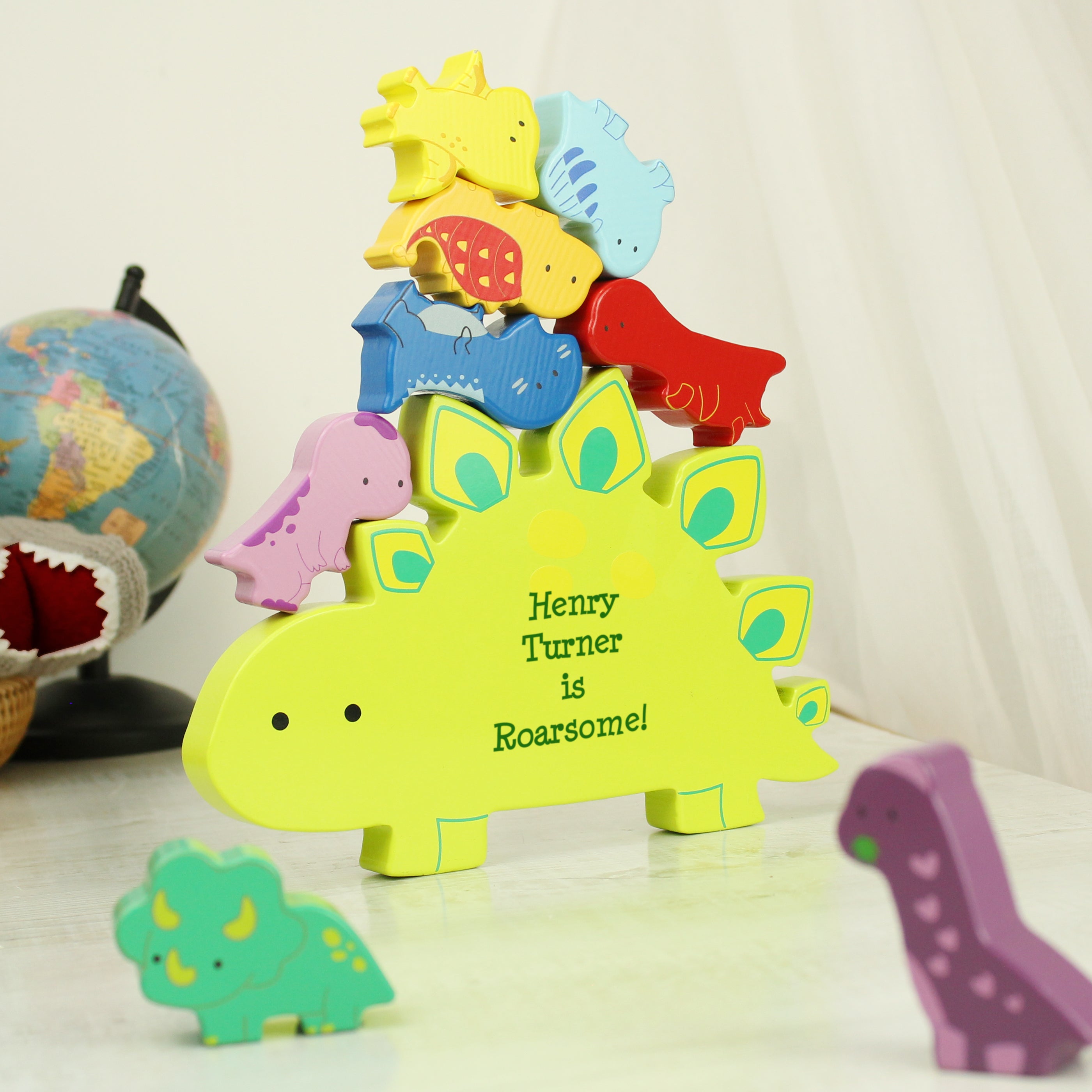 Personalised Free Text Wooden Dinosaur Stacker Toy - Shop Toys At Gift Moments - 4