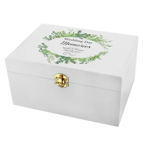 Personalised Fresh Botanical White Wooden Keepsake Box: 6 - Keepsake Boxes By Gift Moments