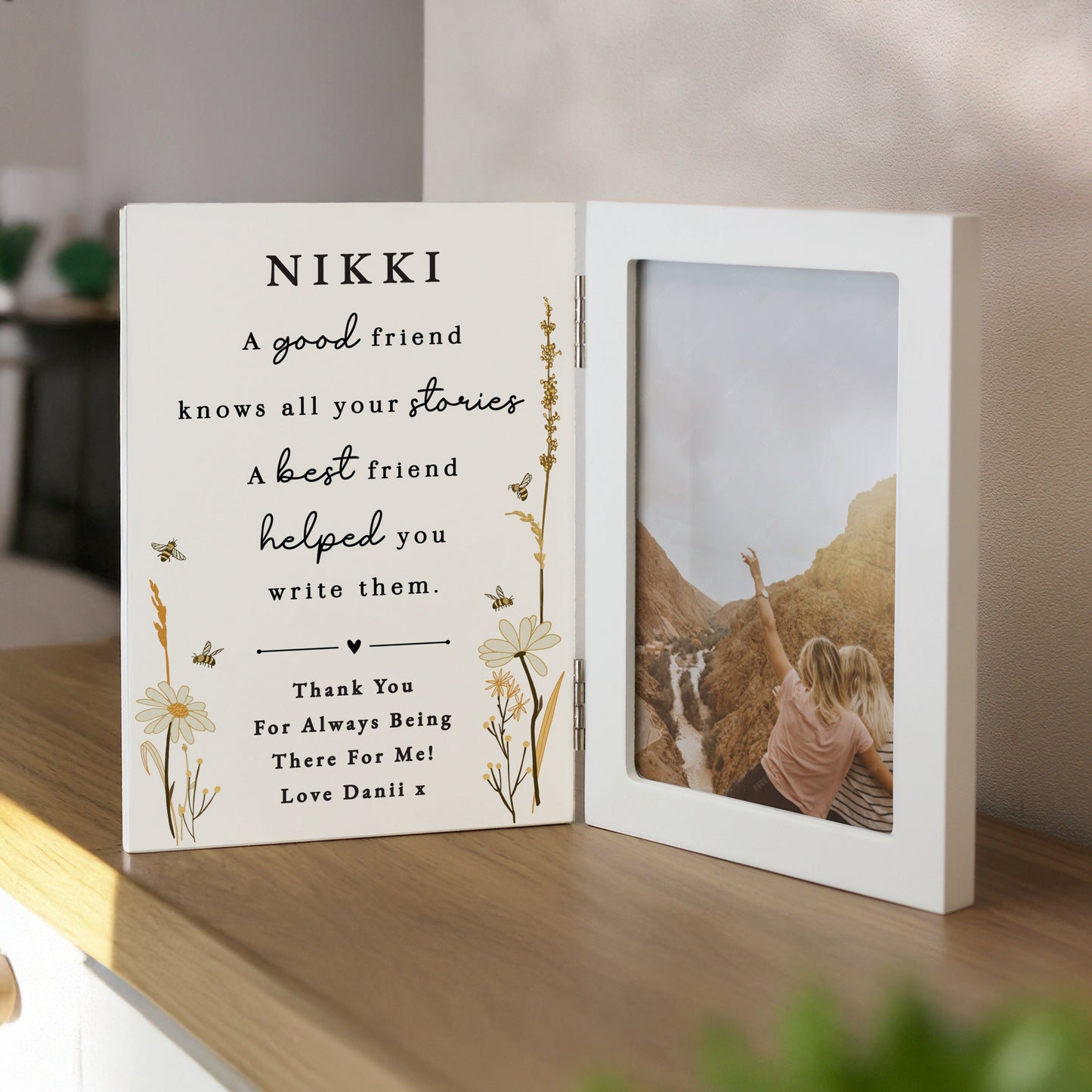 Personalised Friend Wooden Hinged 6x4 Photo Frame: 2 - Photo Frames By Gift Moments