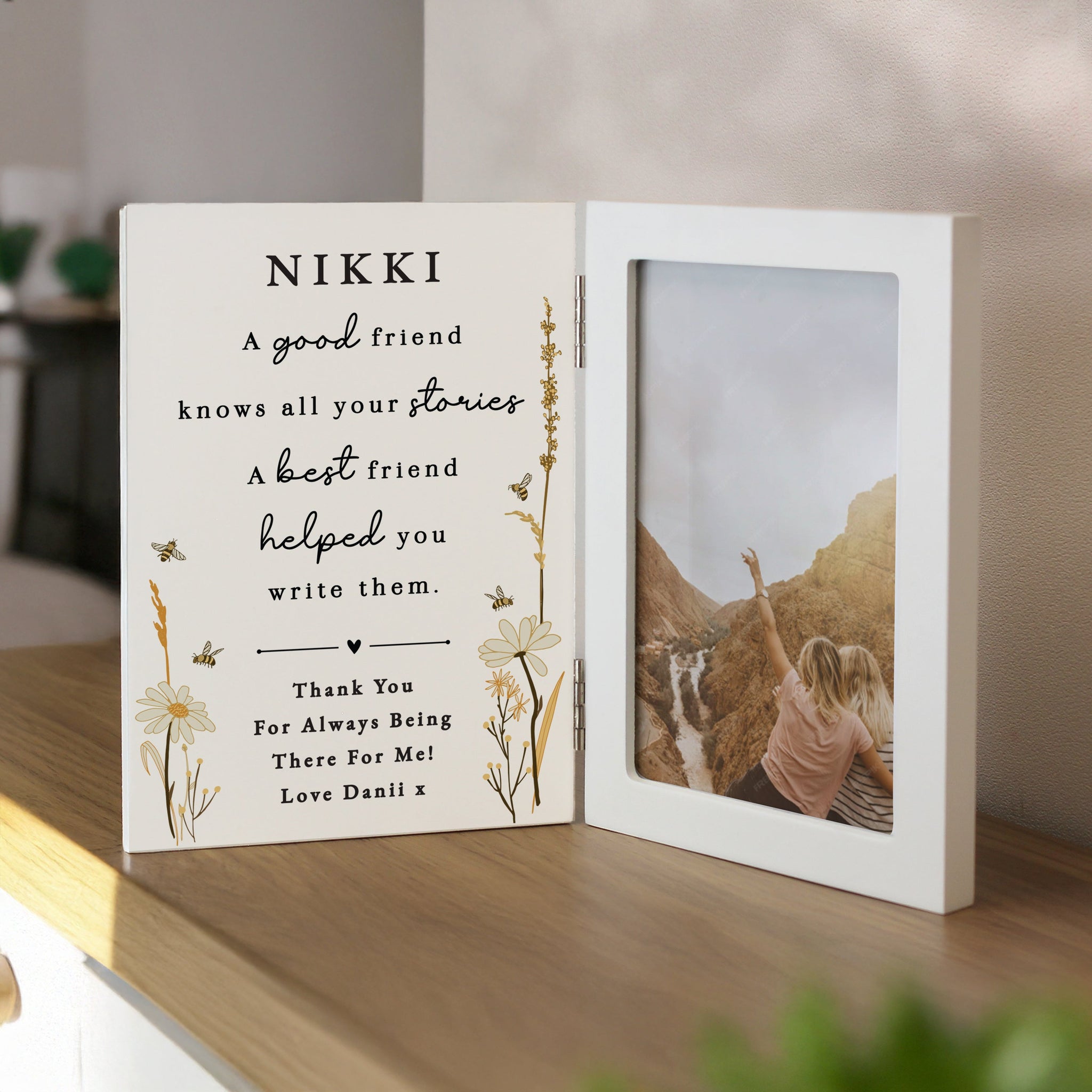 Personalised Friend Wooden Hinged 6x4 Photo Frame: 2 - Photo Frames By Gift Moments