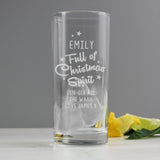 Personalised Full Of Christmas Spirit Hi Ball Glass: 2 - Highball Glasses By Gift Moments