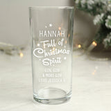 Personalised Full Of Christmas Spirit Hi Ball Glass: 1 - Highball Glasses By Gift Moments