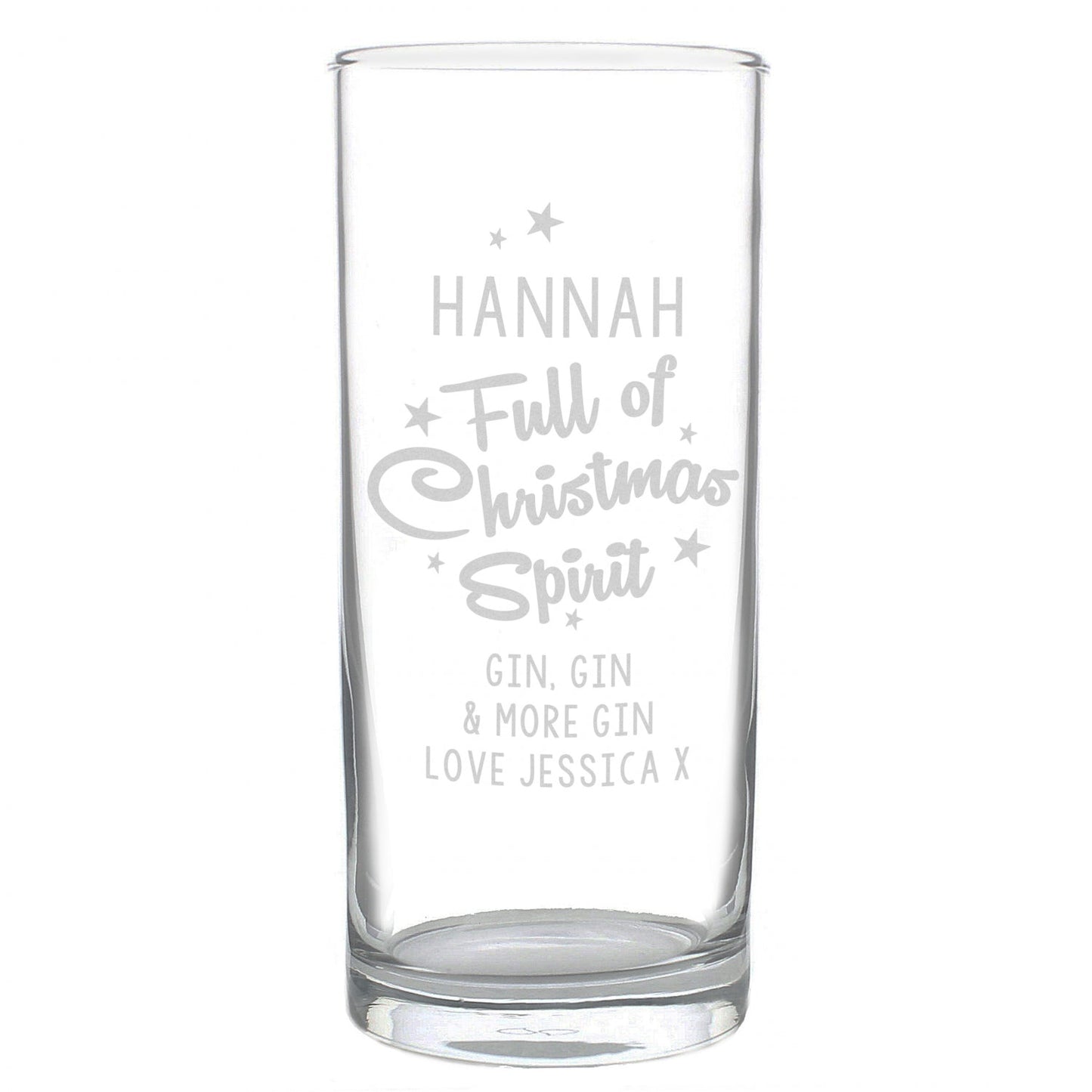 Personalised Full Of Christmas Spirit Hi Ball Glass: 3 - Highball Glasses By Gift Moments