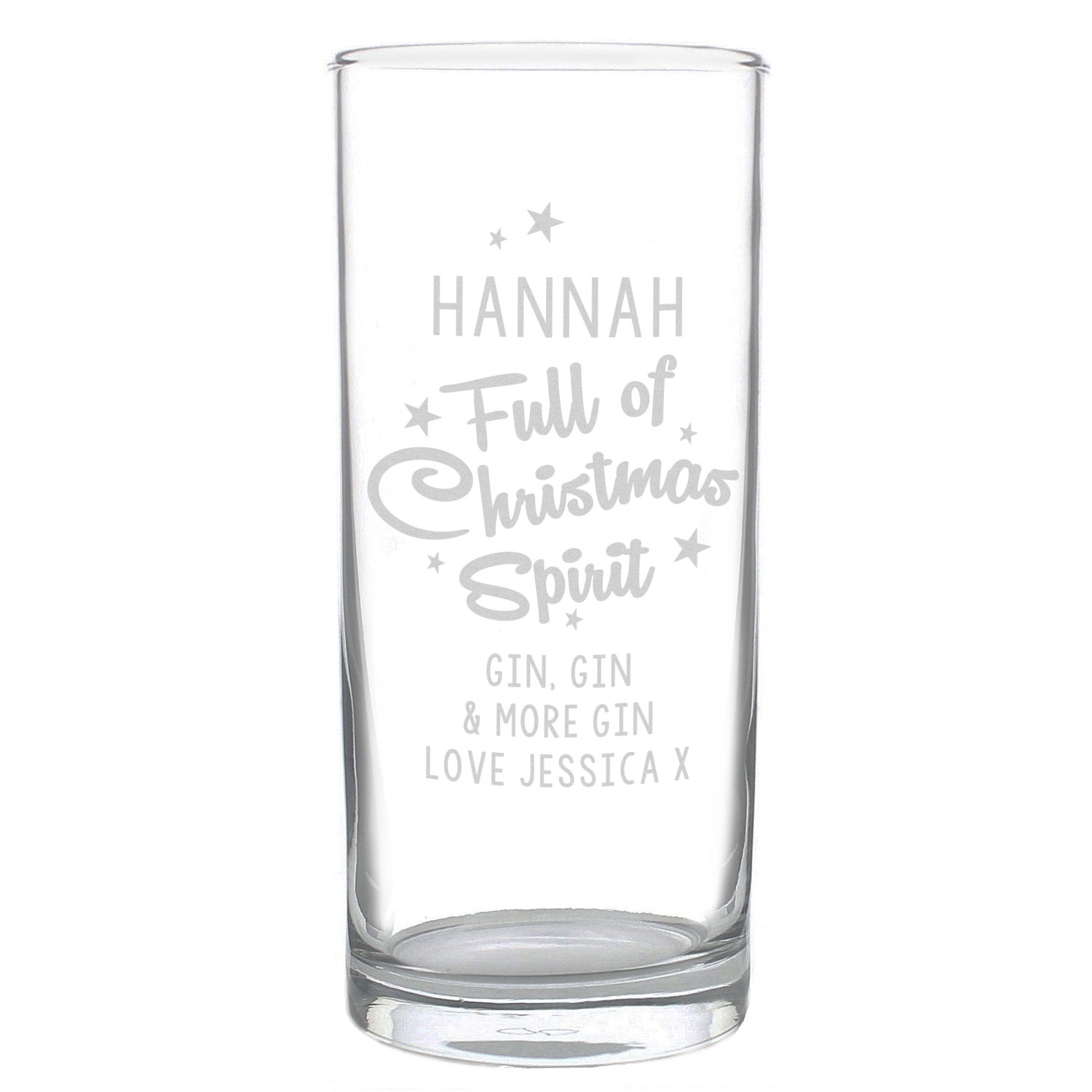 Personalised Full Of Christmas Spirit Hi Ball Glass: 3 - Highball Glasses By Gift Moments