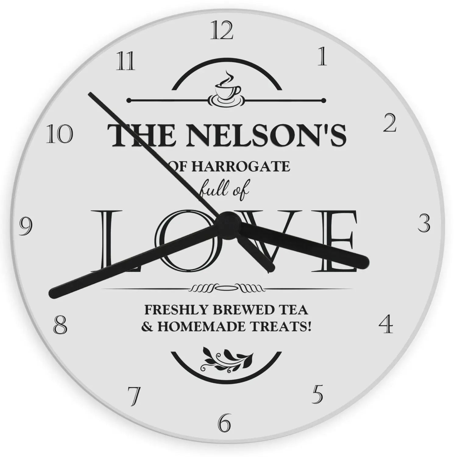 Personalised Full of Love Glass Clock: 4 - Clocks By Gift Moments